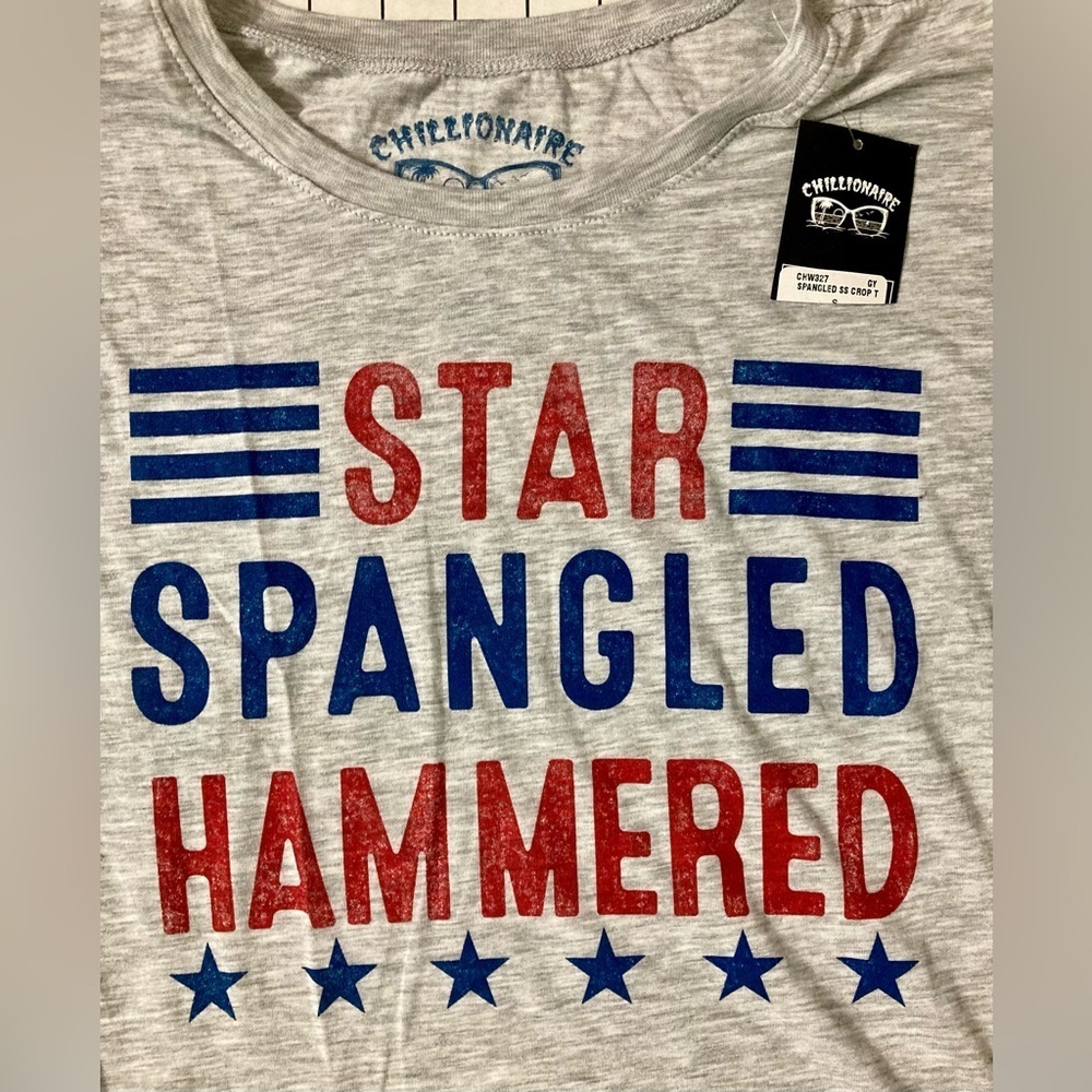 NWT Buckle Chillionaire Women’s Size Small Star Spangled‎ Hammered Grey T…
